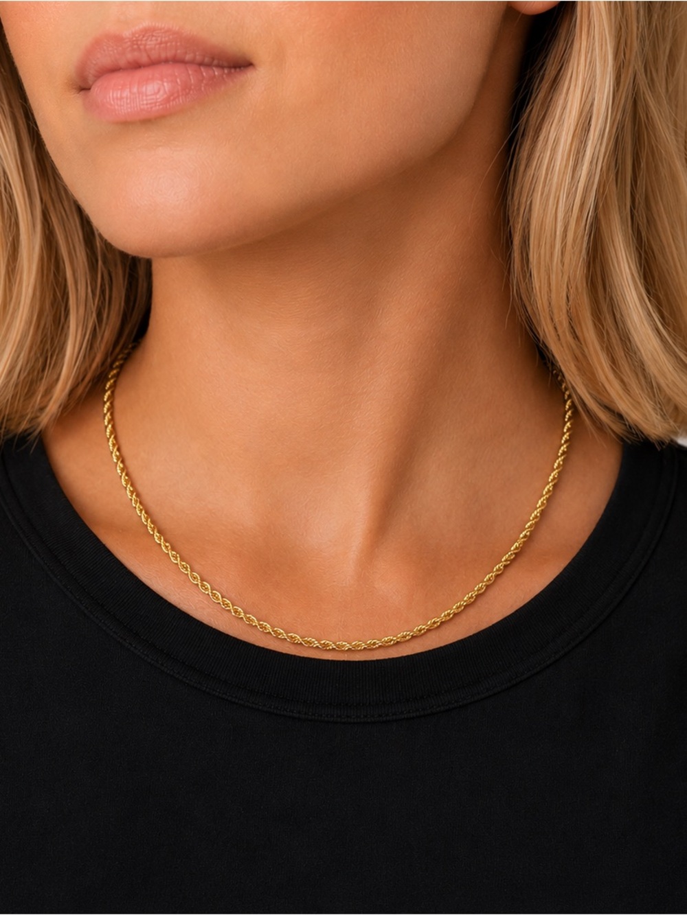 14k Gold Plated Twisted Rope Chain - 1.8mm - 18 inch - Italy Made - Unisex
